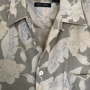 SILK ICON ,100%silk ,XL ,men’s shirt short sleeves